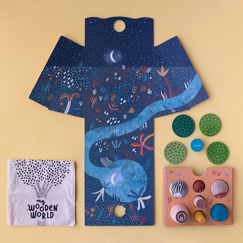 mini wooden world, symbolic play